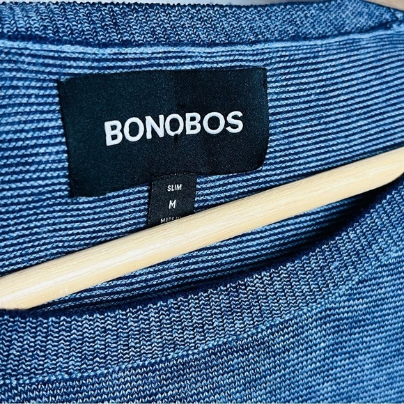 Bonobos “Midnight Blue” Striped Cotton Slim Crew Neck M - Picture 4 of 7